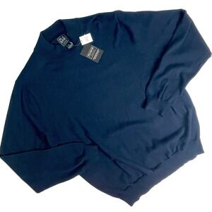Jos A Bank 100% Pima Cotton Mock Neck Traveler Sweater Navy Blue XL NWT $109‎